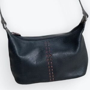 EUC Fossil Hobo Shoulder Bag - Black with Brown Stitching